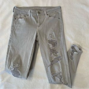 AE grey distressed jegging